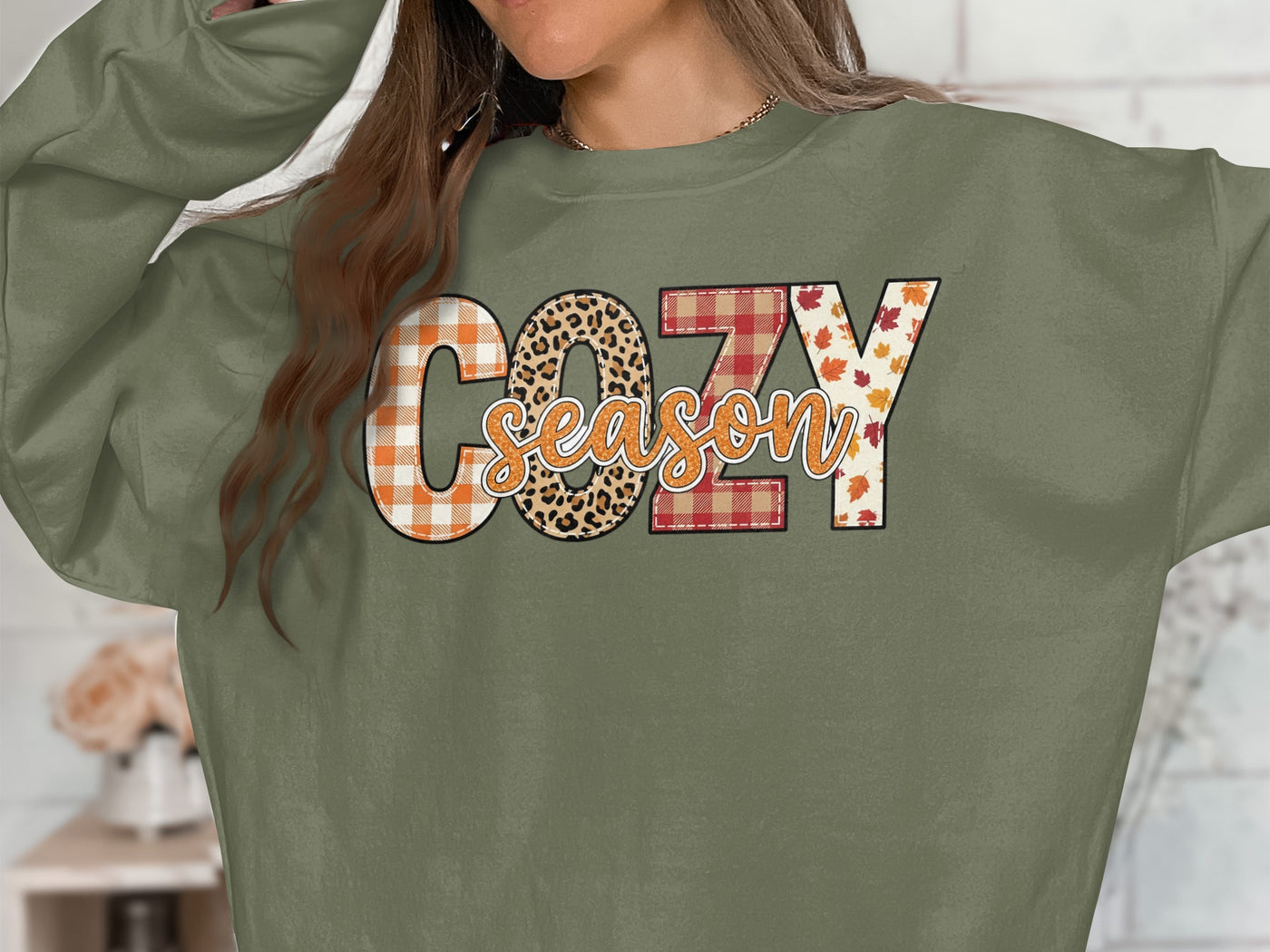 Cozy Season Text Graphic Design Sweatshirt Product