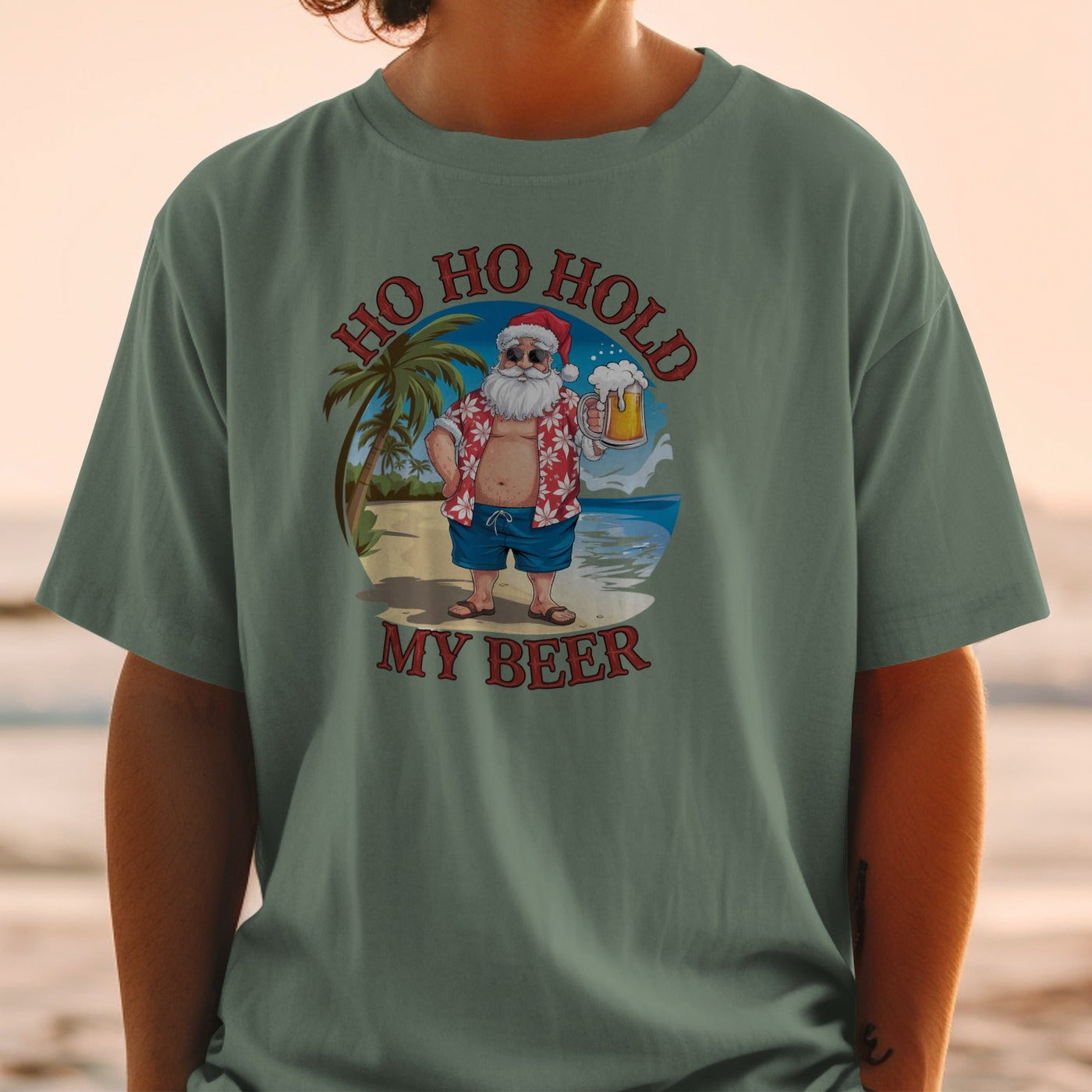 Funny Santa Beach Hold My Beer T-shirt