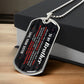 To My Brother Necklace from Sister – silver dog tag necklace resting on a gift box