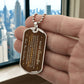 To My Grandpa Necklace from Grandson – silver dog tag held in hand to show size