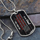 To My Dad Necklace from Son – silver dog tag necklace on slate with military ball chain