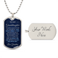 To My Granddaughter Necklace from Grandma – silver dog tag with optional custom engraving on the back