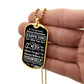 To My Grandson, From Grandpa Dog Tag – gold dog tag held in hand to show size