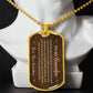 To My Grandpa Necklace from Grandson – gold dog tag necklace displayed on a bust