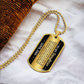 To My Daughter Necklace from Dad – 18k gold finish dog tag necklace on soft fabric