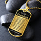 To My Grandson Necklace from Grandma – gold dog tag necklace on dark stones
