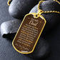 To My Dad Necklace from Daughter – gold dog tag necklace on dark stones