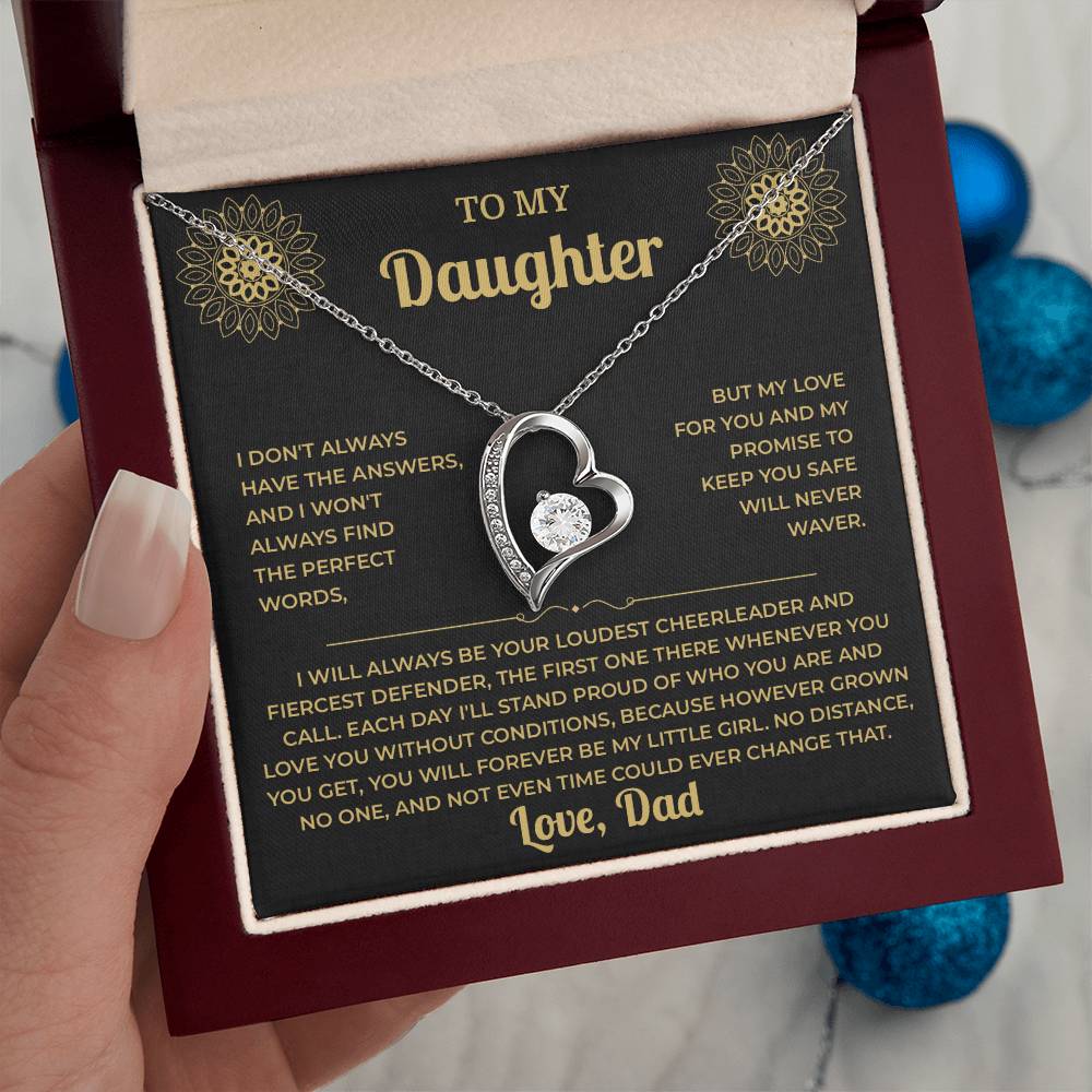 To My Daughter Necklace from Dad – Forever Love, Black & Gold Card