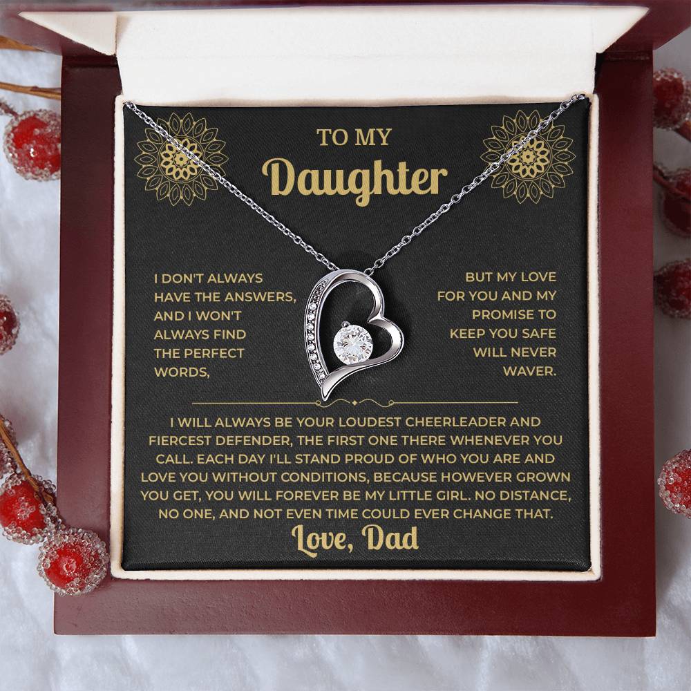 To My Daughter Necklace from Dad – Forever Love, Black & Gold Card