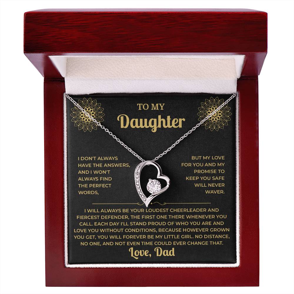 To My Daughter Necklace from Dad – Forever Love, Black & Gold Card