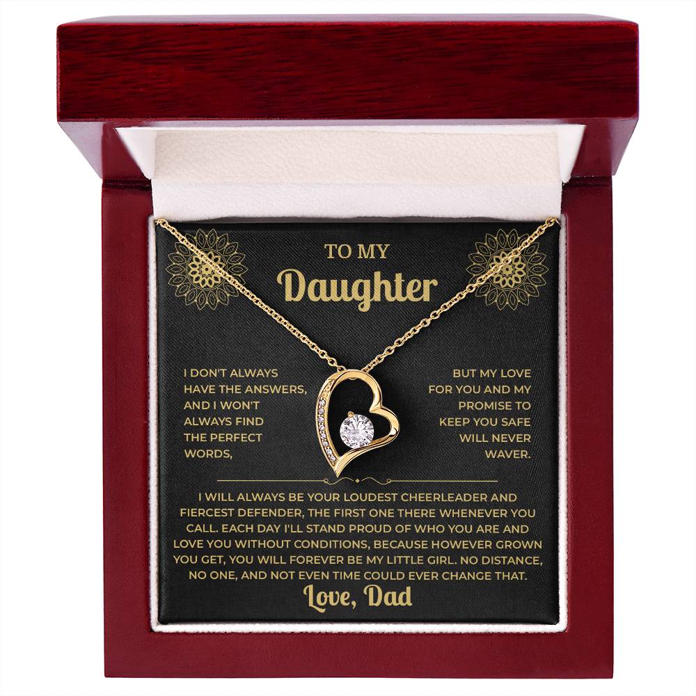 To My Daughter Necklace from Dad – Forever Love, Black & Gold Card