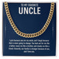 Close-up of 18k yellow gold finish Cuban link chain on To My Favorite Uncle card