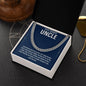 Silver Cuban link chain for uncle in gift box on dark slate