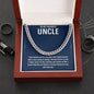 Silver uncle Cuban link chain in mahogany-style luxury box