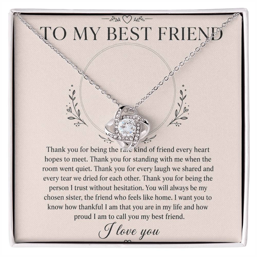 To My Best Friend Love Knot Necklace with original Oezzo message card in gift box