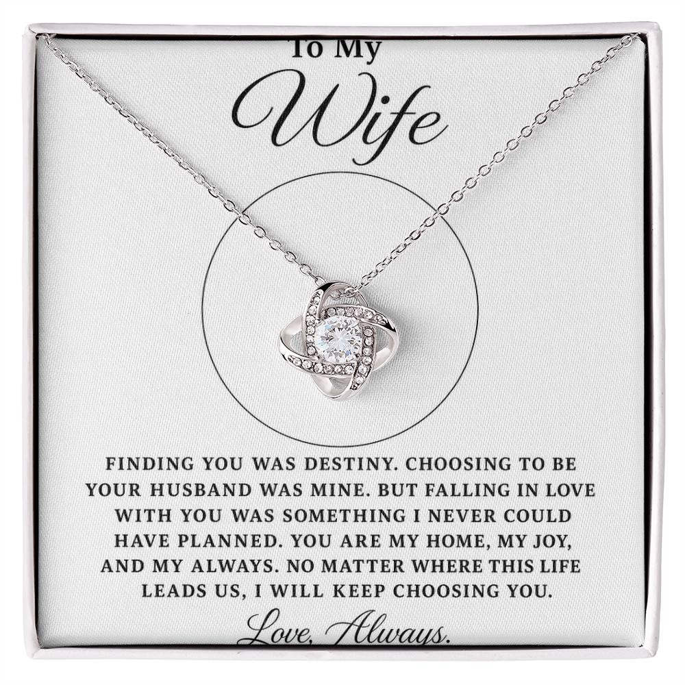 To My Wife Love Knot Necklace with original Oezzo message card in gift box