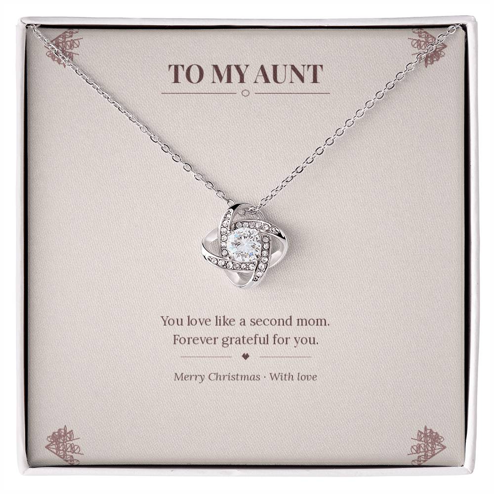 To My Aunt Love Knot Necklace with original Oezzo message card in gift box
