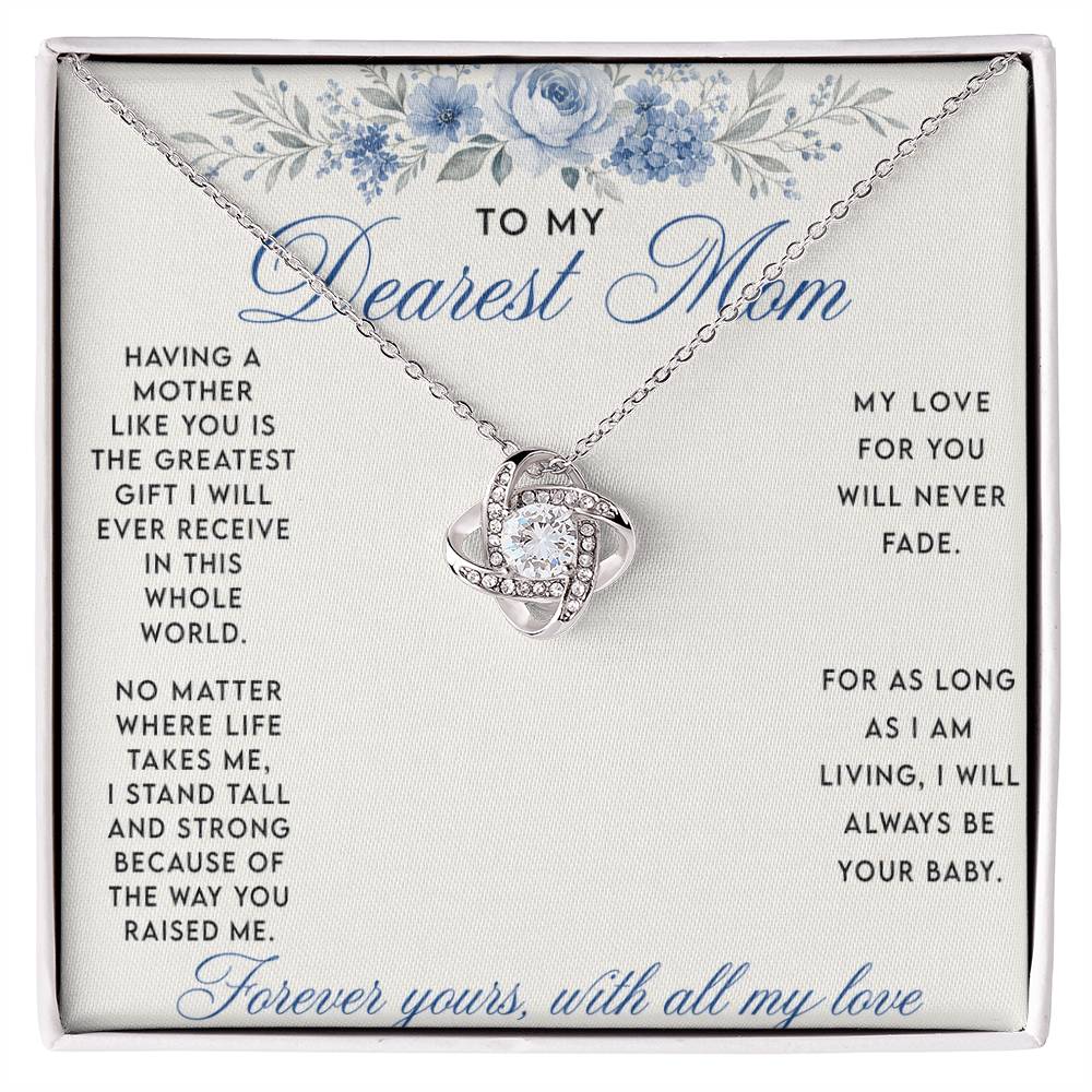 To My Mom Love Knot Necklace with original Oezzo message card in gift box