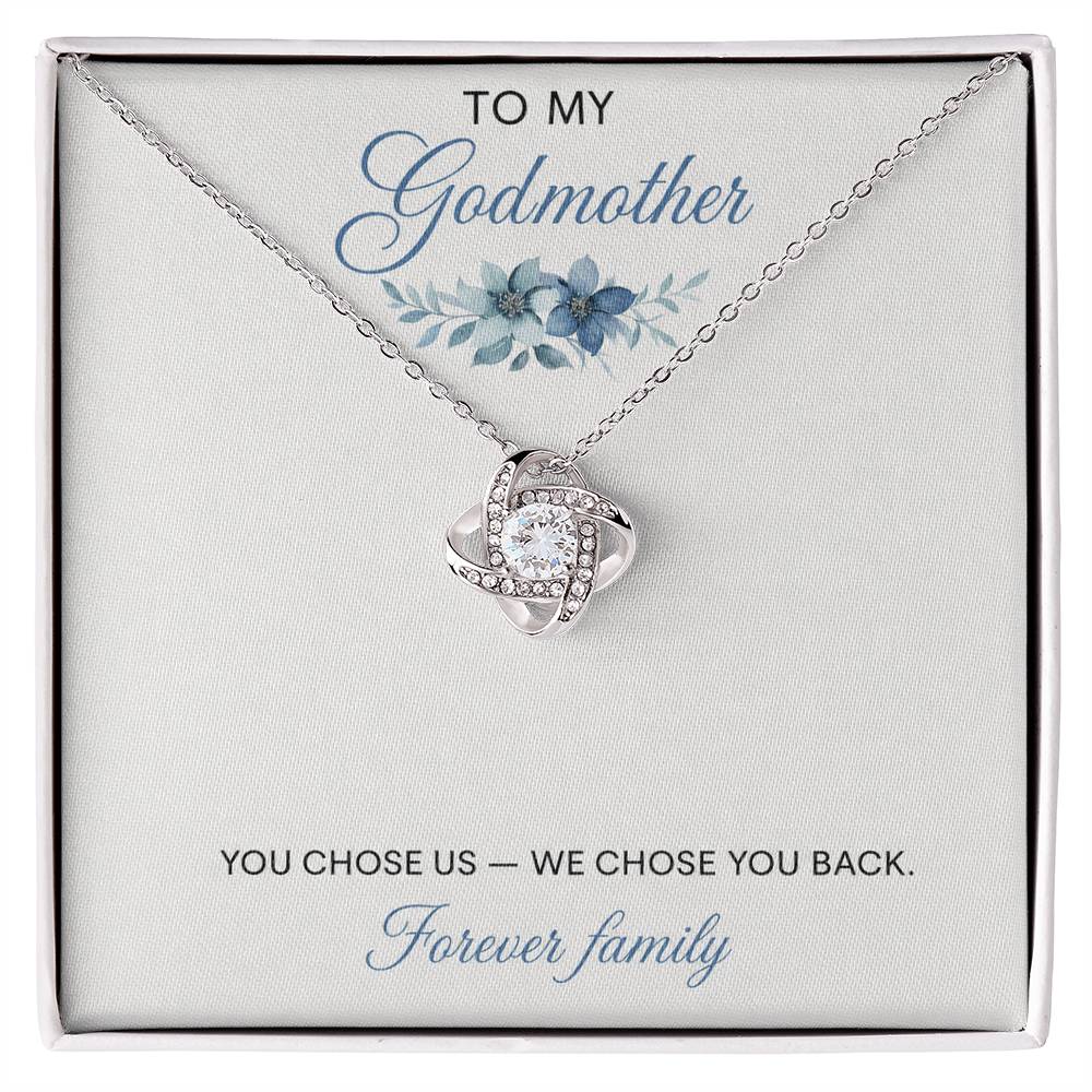 To My Godmother Love Knot Necklace with original Oezzo message card in gift box