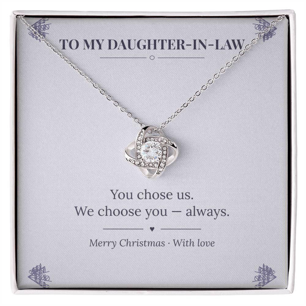 To My Daughter-in-Law Love Knot Necklace with original Oezzo message card in gift box