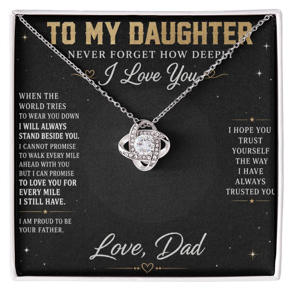 To My Daughter Love Knot Necklace with original Oezzo message card in gift box