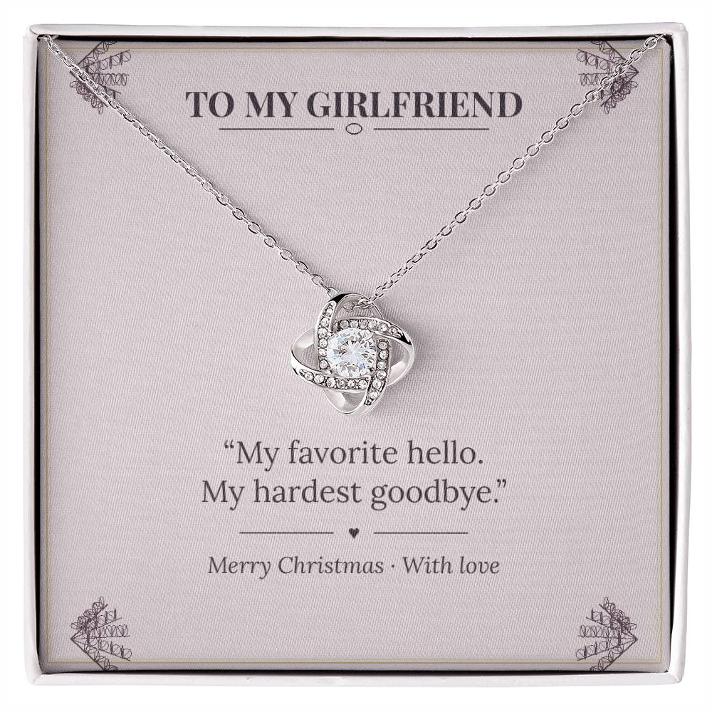 To My Girlfriend Love Knot Necklace with original Oezzo message card in gift box