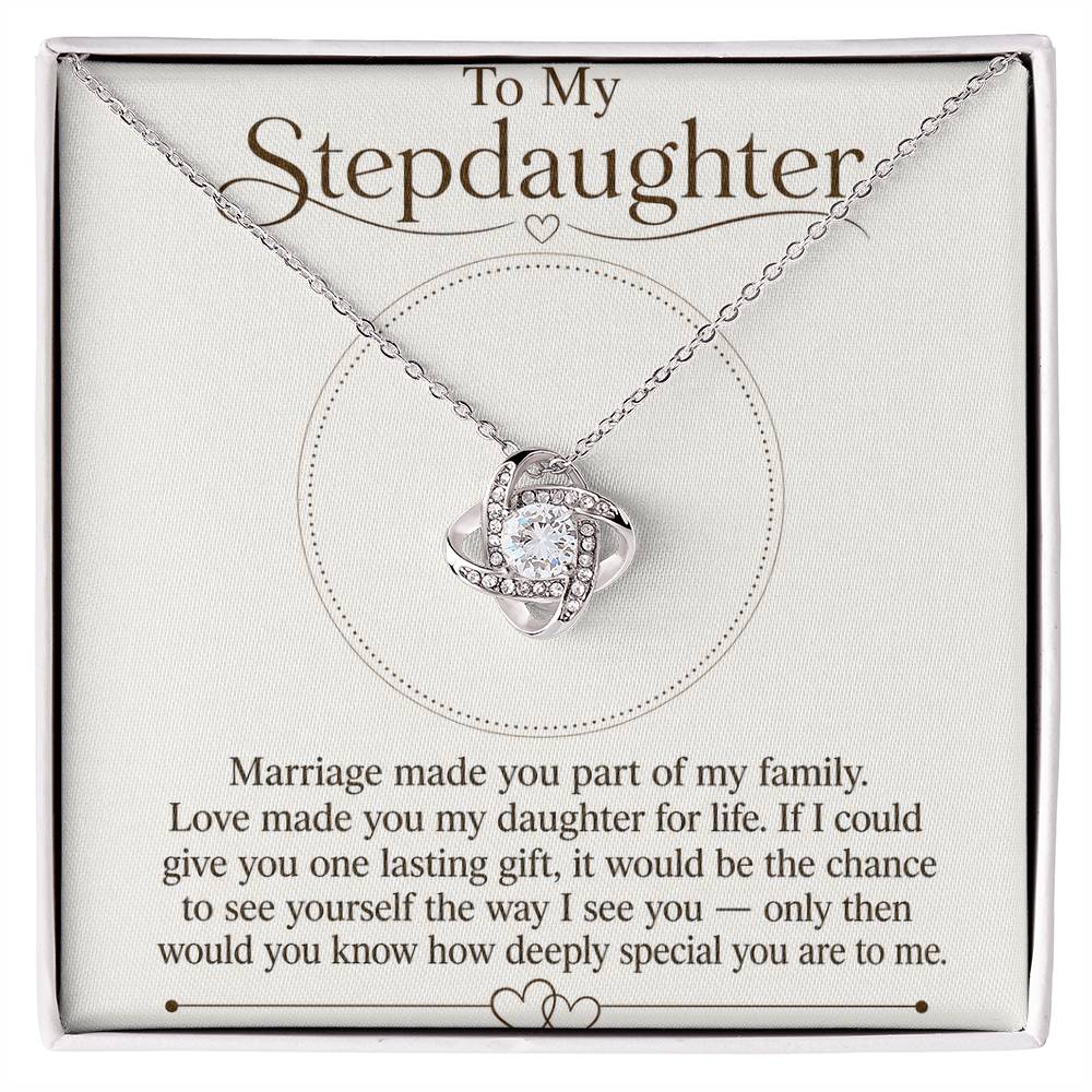 To My Stepdaughter Love Knot Necklace with original Oezzo message card in gift box