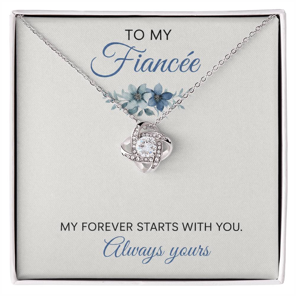 To My Fiancée Love Knot Necklace with original Oezzo message card in gift box