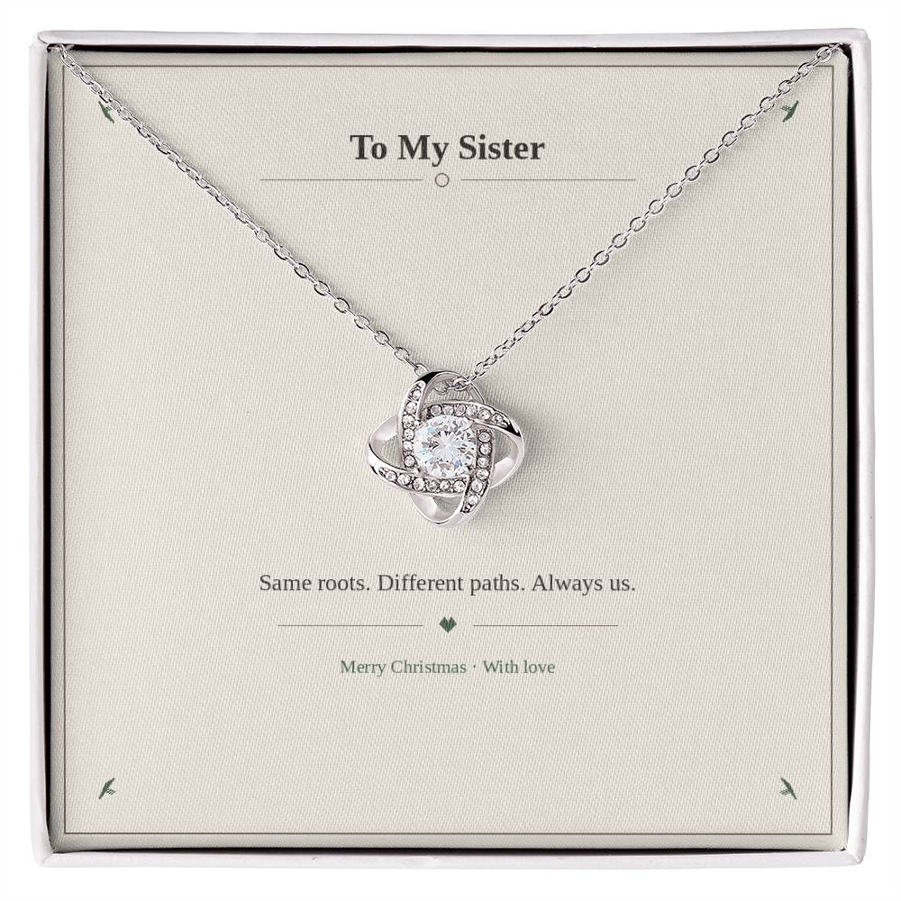 To My Sister Love Knot Necklace with original Oezzo message card in gift box