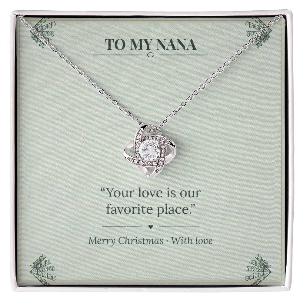 To My Nana Love Knot Necklace with original Oezzo message card in gift box