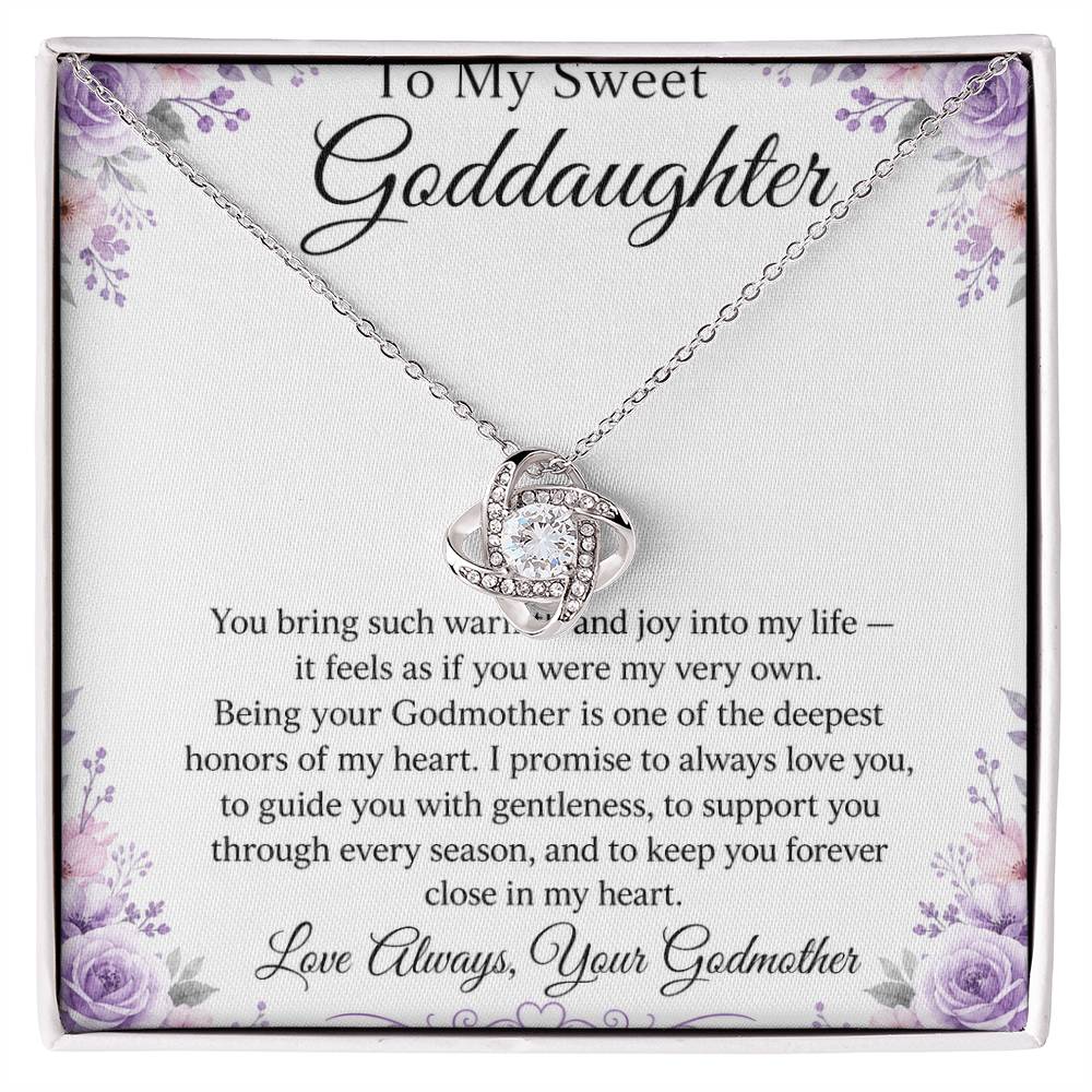 To My Goddaughter Love Knot Necklace with original Oezzo message card in gift box