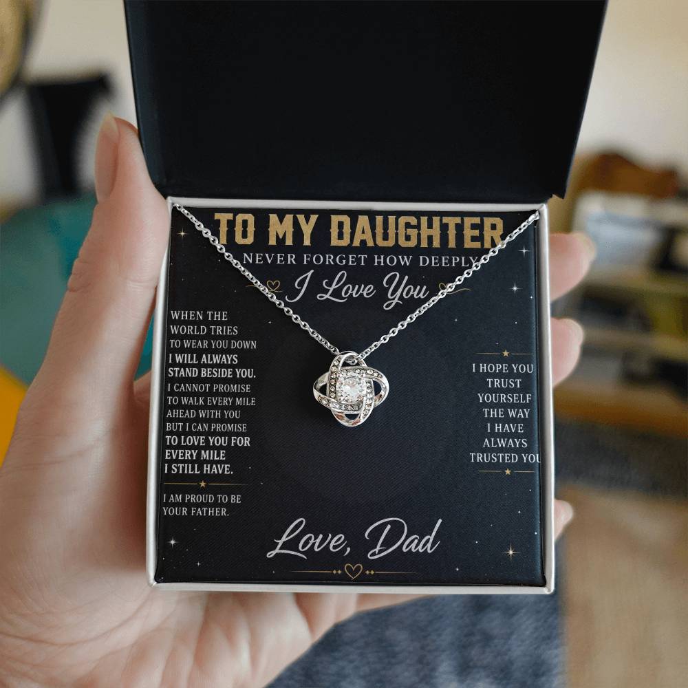 To My Daughter Love Knot Necklace with Oezzo message card – photo 3