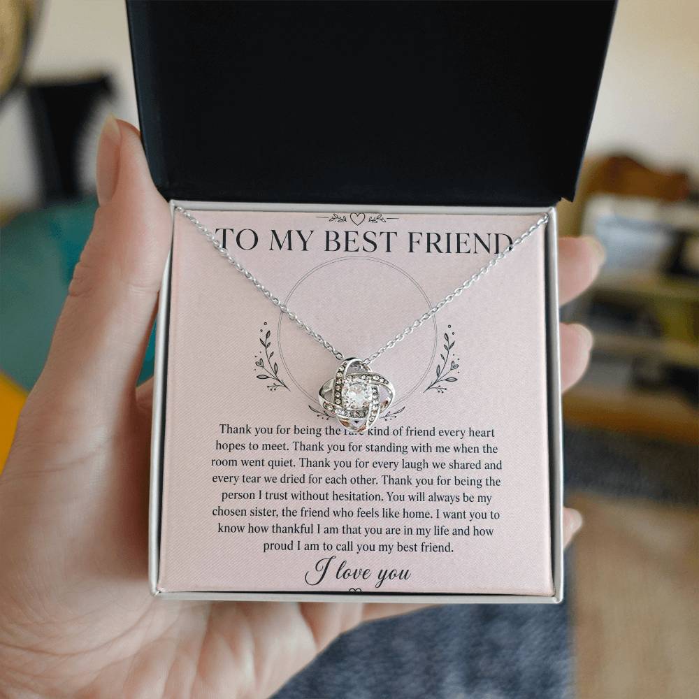 To My Best Friend Love Knot Necklace with Oezzo message card – photo 3