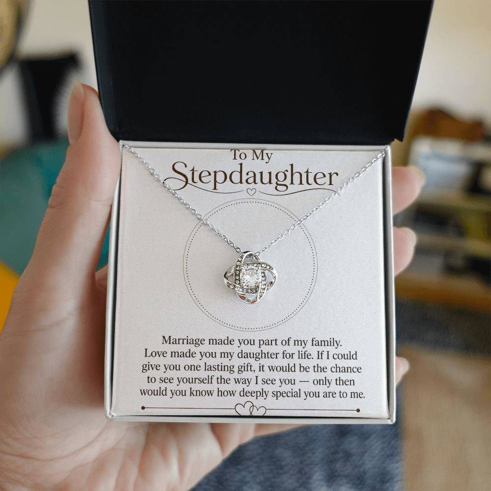 To My Stepdaughter Love Knot Necklace with Oezzo message card – photo 3