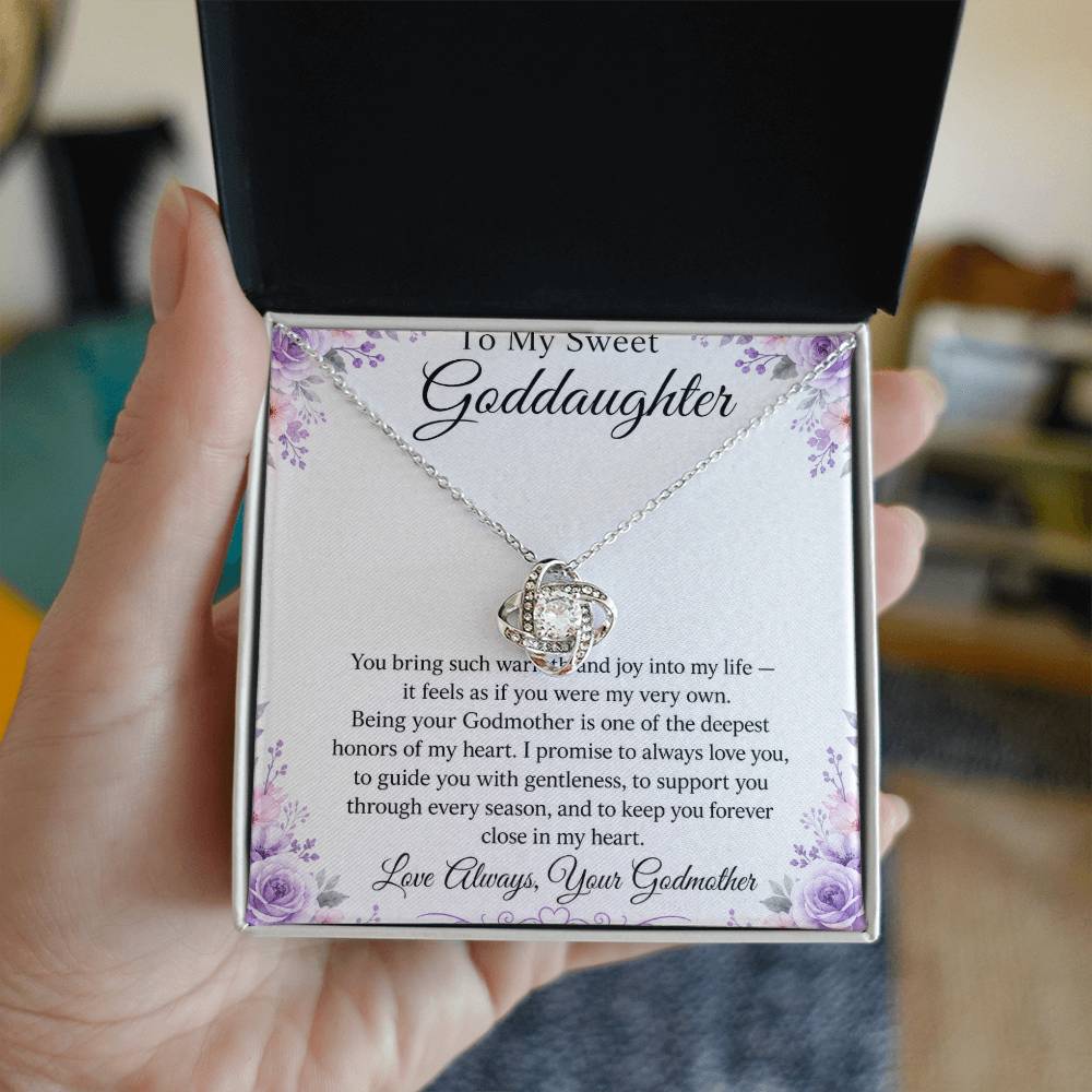 To My Goddaughter Love Knot Necklace with Oezzo message card – photo 3