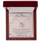 White gold Love Knot necklace in mahogany LED luxury gift box with new mom message card
