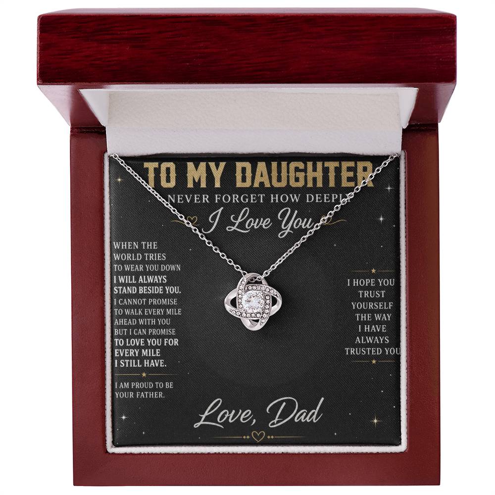 To My Daughter Love Knot Necklace with Oezzo message card – photo 4