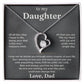 Daughter gift from Dad: Forever Love heart on the charcoal Being Your Dad card, front view