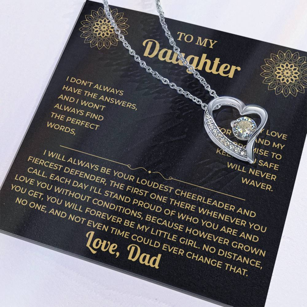 To My Daughter Necklace from Dad – Forever Love, Black & Gold Card