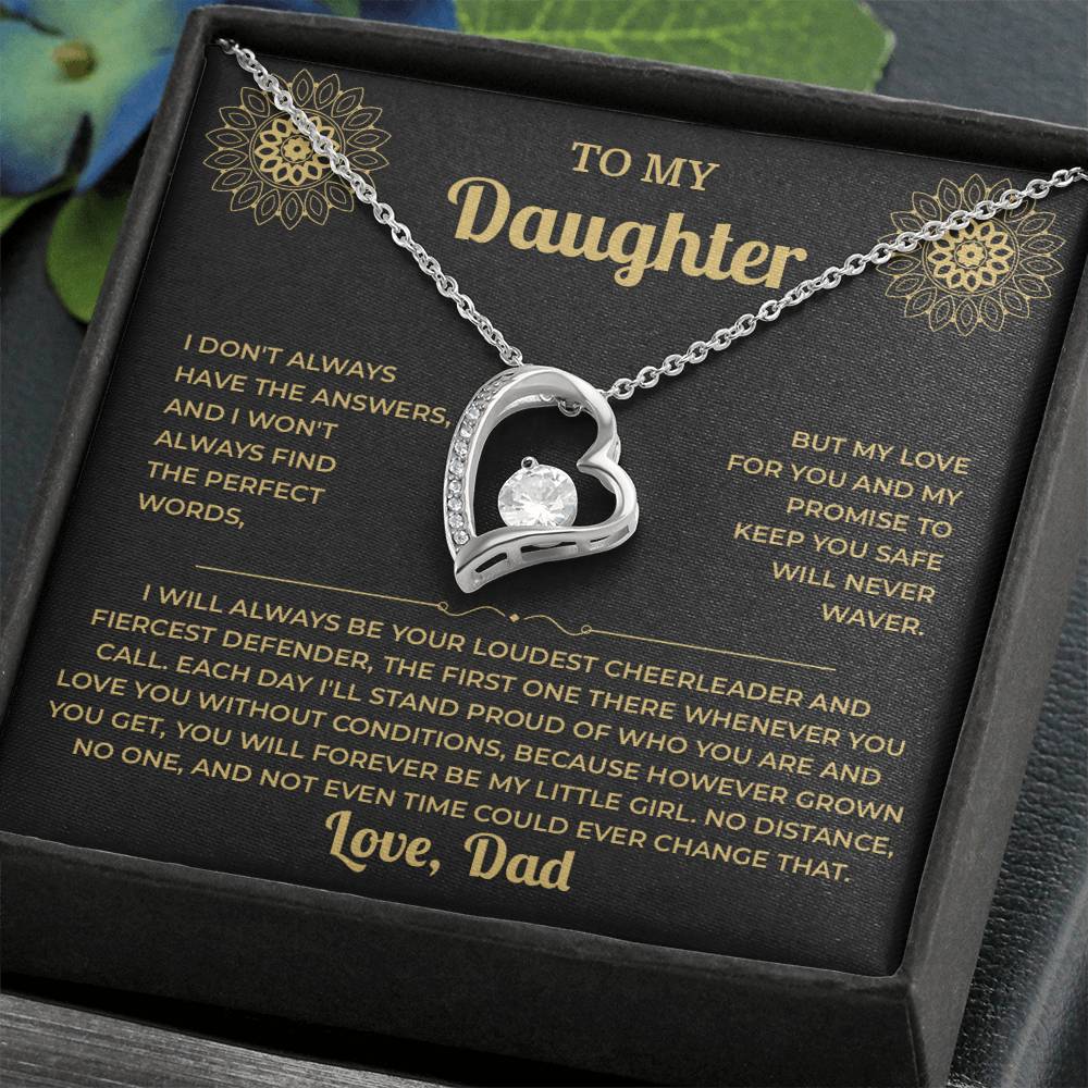 To My Daughter Necklace from Dad – Forever Love, Black & Gold Card