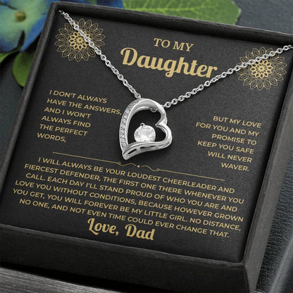 To My Daughter Necklace from Dad – Forever Love, Black & Gold Card