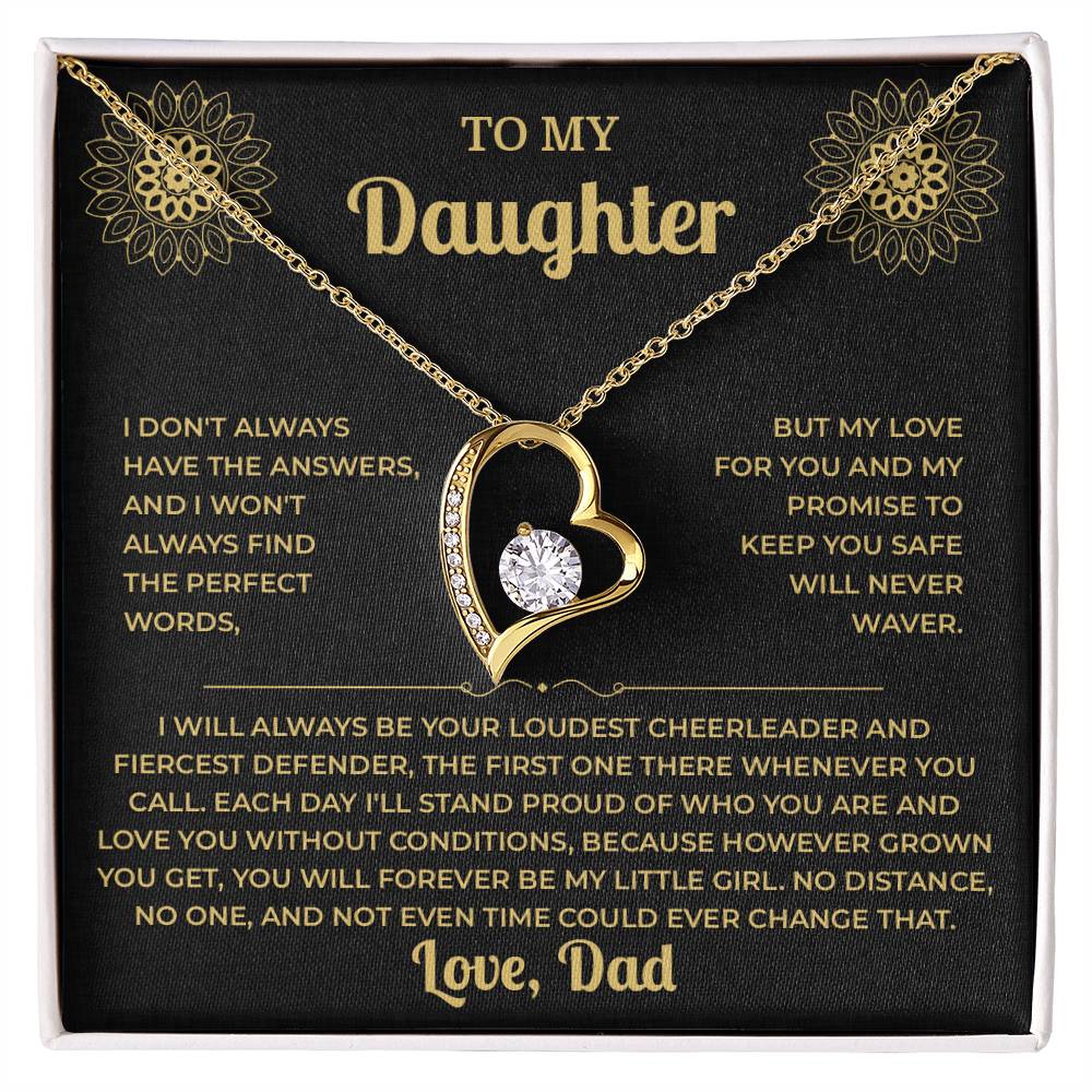 To My Daughter Necklace from Dad – Forever Love, Black & Gold Card