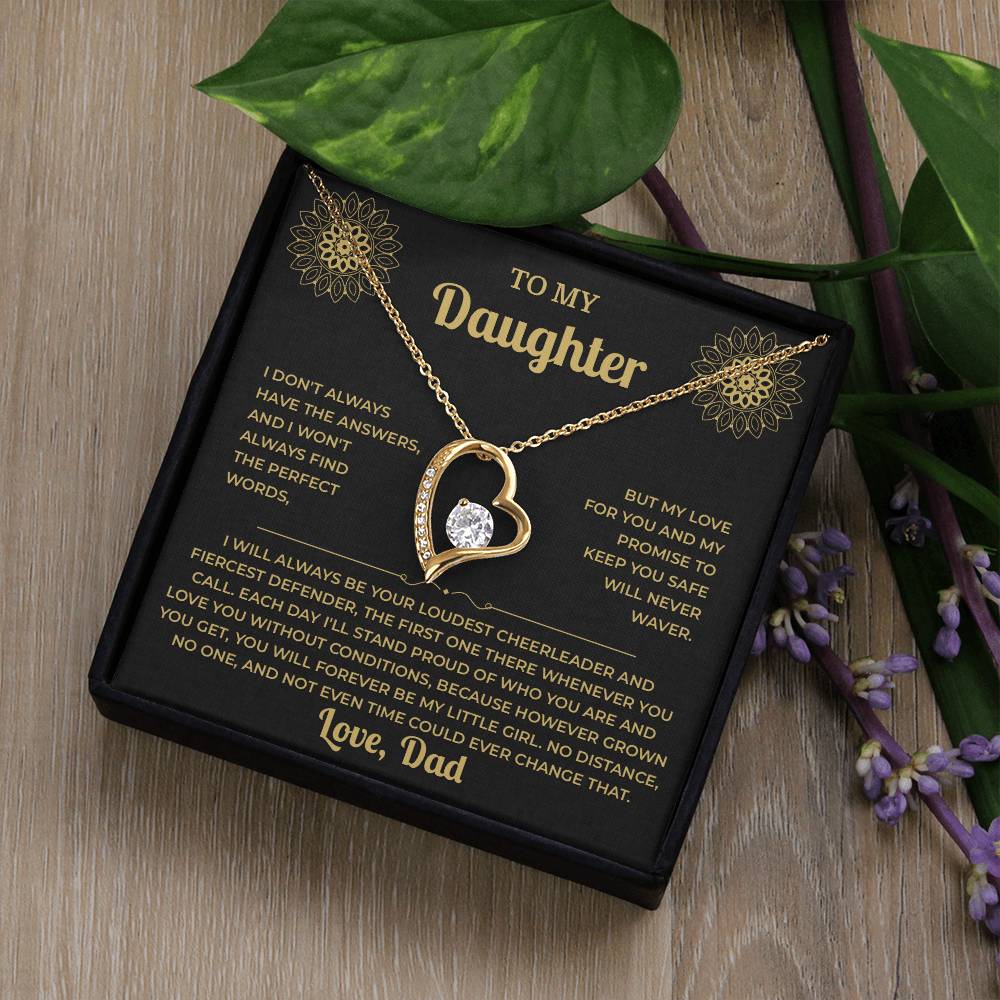 To My Daughter Necklace from Dad – Forever Love, Black & Gold Card