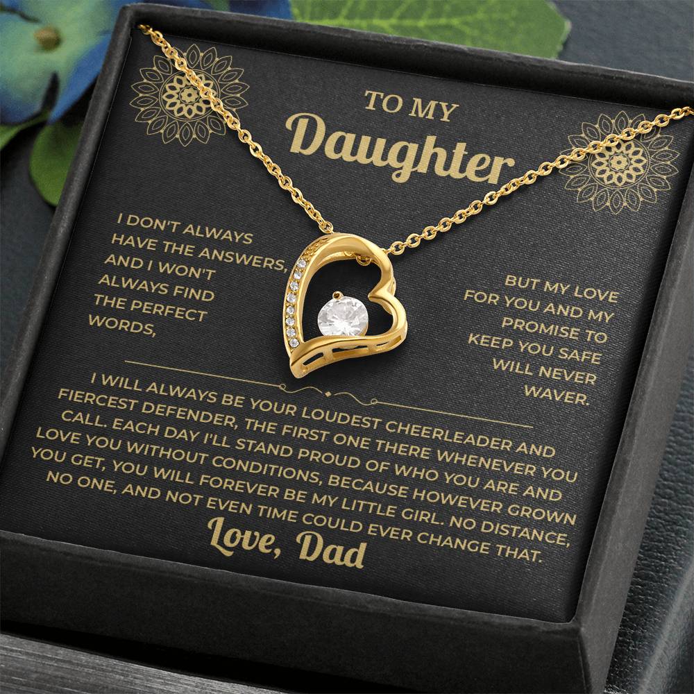To My Daughter Necklace from Dad – Forever Love, Black & Gold Card
