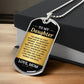 To My Daughter Necklace from Mom – silver dog tag necklace resting on a gift box