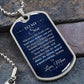 To My Son Necklace from Mom – close-up of the dog tag message