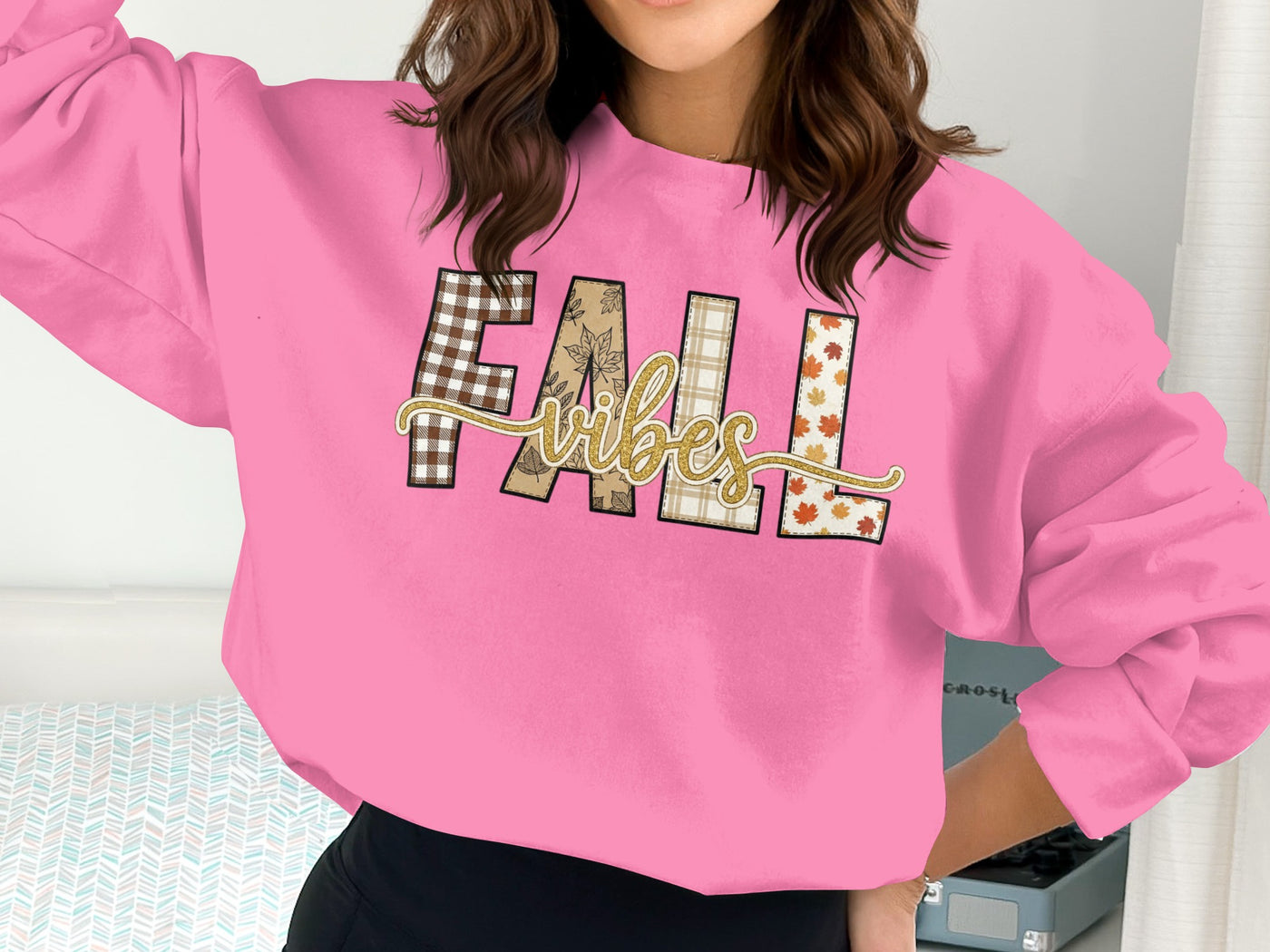 Cozy Bright Pink Fall Vibes Long Sleeve Shirt