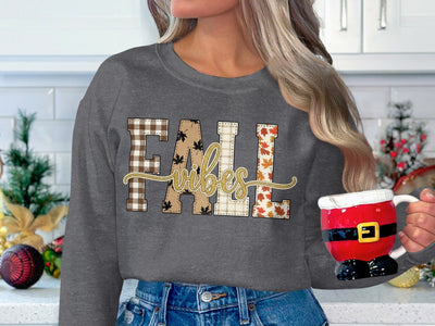 Festive Fall Vibes Graphic Pullover Long Sleeve Shirt