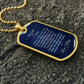 To My Son Necklace from Mom – gold dog tag necklace on dark stones