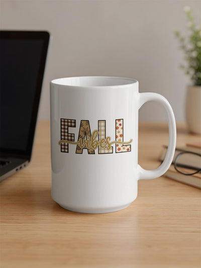 Fall Vibes Large White Mug for Cozy Autumn Mornings